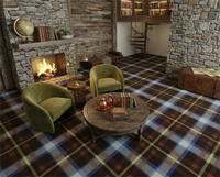 Dalles de moquette à motifs écossais marron style nordique, avec support en PVC, imprimées sur mesure, en nylon, modulaires, pour hall d'hôtel et intérieur de bureau