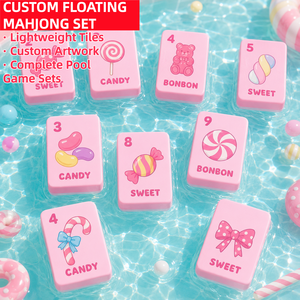 Tuiles de Mahjong en gelée rose macaron, jeu de société ludique pour fête au bord de la piscine, cartes de Mahjong imperméables, jeux de dominos - Product Image 1