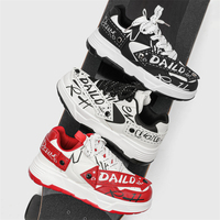 Nouvelles chaussures de skateboard à plateforme imprimées graffiti, avec sangle décorative amovible, semelle épaisse, lacets, chaussures décontractées