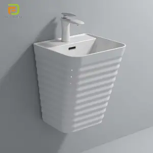 High End White Ceramic Wall Mounted Bathroom Sink Sanitary Ware Modern Wall Hung Wash Basin Sink For Bathroom