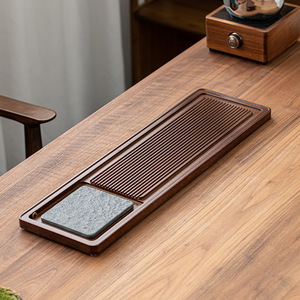 Bamboo Tea Tray Household Tea Set Drainage Water Storage Dual Use Japanese Minimalist Style Flat <b>Mats</b> Pads - Product Image 2