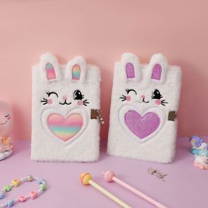 Carnet de notes moelleux pour enfants, journal intime lapin avec cadenas, jouets en peluche renard, cadeau pour adolescentes - Product Image 4