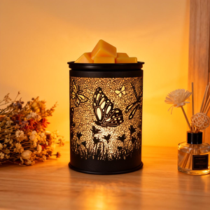 Durable Black Metal Butterfly Cutout Pattern Safe Flameless Wax Melt Burners Bedroom Decor Electric Candle <strong>Warmer</strong> - Product Image 5