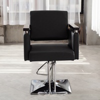 Fauteuil de Barbier Inclinable Robuste avec Pompe Hydraulique, Revêtement en Cuir PU, Rotation à 360 Degrés, Design Contemporain pour Usage Commercial en Salon