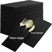 Vente en gros de couverts de salle à manger de couleur personnalisée de luxe Serviettes de poche Serviette en papier jetable au toucher du lin 1 pli gratuit dans un sac