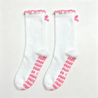 Chaussettes de Pilates à nœud en ruban pour femmes, haute qualité, avec logo personnalisé, élégantes, à compression, pour l'automne, ODM pour studios de Pilates et sports de plein air