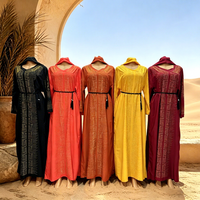Robe Abaya en satin imprimé floral pour femmes, grande taille, vintage, en polyester imitation soie, été, Moyen-Orient, Afrique, musulmane, avec foulard