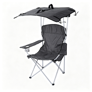 Foldable <b>Camping</b> <b>Chair</b> with Removable Sun <b>Canopy</b>, Portable Outdoor Lawn <b>Chair</b> with Cup Holder for Beach Fishing - Product Image 3