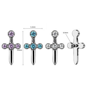 G23 titan mạ vàng Zircon vui vẻ Dao găm sụn Bông Tai đám cưới xuyên biên giới bán chạy nhất phong cách Ins - Product Image 2