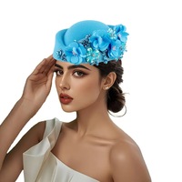 Bérets vintage en toile souple pour femmes, chapeaux turban, fascinators pour l'église, le Derby, avec fleurs, pour les fêtes, pour hôtesse de l'air, pour femmes, style quatre