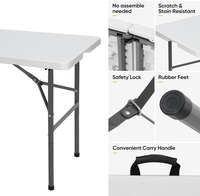 Table en plastique pliante populaire de 120cm avec une épaisseur de 4.5cm pour les événements en plein air