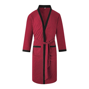 Bata de Baño Larga para Hombre, Jacquard, Color Caqui, Poliéster, Talla Grande, Ropa de Estar por Casa, Primavera, Otoño, Invierno, Comodidad en el Hogar - Product Image 5