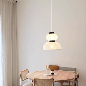 Japanese Style Pendant <b>Light</b> Round Led Silk Chandelier For Living Room Bedroom Home Decor Minimalist Lighting Fixture - Product Image 2