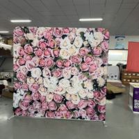 Toile de fond double face pour événements d'exposition, housse de coussin en tissu tendu personnalisée, support de toile de fond pour salon professionnel