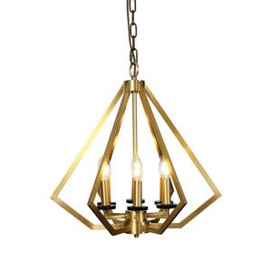 Modern Brass Chandelier Nordic <b>Dining</b> Room Foyer Villa Lamp Geometric Metal Designer Diamond Silhouette Lantern Fixture <b>Light</b> - Product Image 3