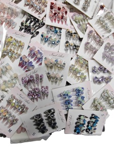 10 Uds. <span class=keywords><strong>Uñas</strong></span> Postizas de Lujo al por Mayor, Nueva Moda, Diamantes Brillantes, Forma de Almendra Francesa, Acrílico ABS de Alta Calidad, Cobertura Completa para Dedos - Product Image 5