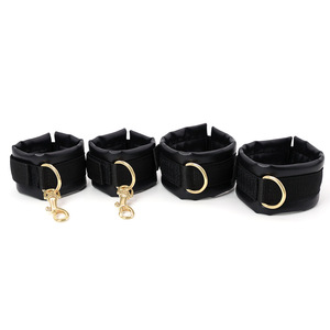 SM 재미있는 성인 제품 세트 골드 체인 PU 수갑 및 발수갑 스트랩 장난감 커플 바인딩 구속 - Product Image 4