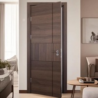 Puerta Interior de Diseño Geométrico Moderno para Casa, Puerta de Madera Sólida Impermeable Precolgada con Chapa Americana para Dormitorio y Baño
