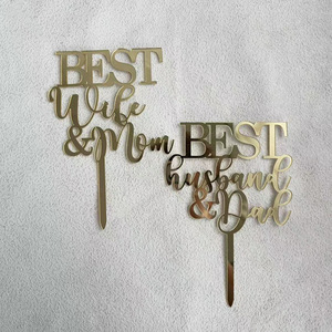 Nuevo Producto, Decoración para Pastel con Letras en Inglés, Feliz Cumpleaños Mamá y Papá, Adorno Acrílico para Pastel - Product Image 3