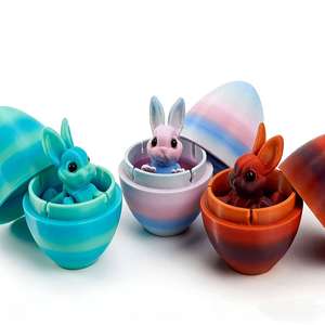 Ensemble d'œufs de <span class=keywords><strong>lapin</strong></span> imprimés en 3D, jouets de Pâques à succès transfrontalier, ornements créatifs, cadeau pour enfants, jouets de fête et de vacances avec rangement - Product Image 3