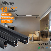 ALLWAY - Lámpara de Riel LED Magnética Moderna de 48 V para Uso Comercial y Doméstico, Pantalla Negra Empotrada, Iluminación Decorativa para Interiores del Hogar