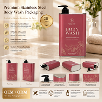 Distributeur à pompe rectangulaire en acier inoxydable de 1 L, bidon rechargeable avec pompe pour shampoing, gel douche, lessive, savon liquide pour le corps