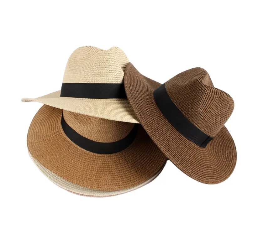 Sombrero de paja de estilo personalizado, sombrero de paja trenzado de papel flexible, Panamá, Trilby