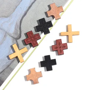 HandmadeDIYOrnament accesorios Pascua elemento madera Cruz colgante collar pulsera con agujeros decoración de vacaciones