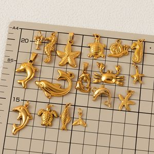 เครื่องรางชีวิตแห่งมหาสมุทรที่ประดับด้วยทองคำ |   จี้สแตนเลสชุบทอง 18K PVD ขายส่ง |   กันน้ำ ป้องกันการแพ้ และไม่หมองคล้ำ - Product Image 6