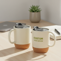 Mug de voyage classique en céramique avec base en liège antidérapante pour le bureau, les affaires, les cadeaux d'entreprise - Vente en gros promotionnelle