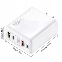 Bloc chargeur mural rapide 120W à 5 ports, station de charge USB, adaptateur multiprise, 3 ports PD Type C et 2 ports USB pour téléphones mobiles