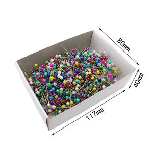 도매 800pcs 38mm 바느질 바늘 멀티 컬러 진주 머리 핀 흰 종이 상자 다채로운 구슬 바늘 - Product Image 3