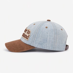 Wholesale Custom Logo Applique 3D Embroidery Sporty Letter <b>Dad</b> <b>Hat</b> Vintage Washed Denim Unstructured Adjustable Baseball Cap - Product Image 4