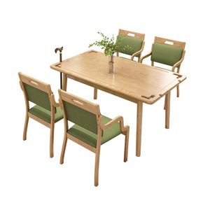 Ensemble salle à manger en bois massif, table rectangulaire et chaises, 4 pièces, durable, pour adultes et personnes âgées, maisons de retraite et restaurants - Product Image 4