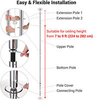 Poteau de danse avancé 45mm avec ajusteur de hauteur à la base Spinning / Static Stripper Pole Kit de poteau de danse amovible Portable