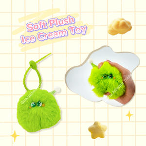 Custom Little Monster Plush Keychains Toys Stuffed Animal Cute Large Eyes Plush Colorful Clumsy Doll Ice Cream Fluffy Keychain