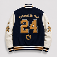Blouson universitaire personnalisé OEM pour homme grande taille en laine et cuir, col montant, broderie chenille, streetwear d'équipe, vente en gros, marque privée