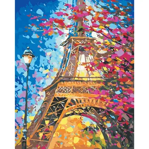 数字油画埃菲尔铁塔巴黎法国古典丙烯画数字油画儿童待售