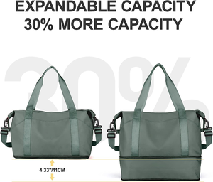 防水ダッフルジムバッグウィークエンダーキャリーオン一晩トートバッグ女性用トロリースリーブウェットポケットトラベルバッグ - Product Image 3