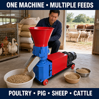 Machine à granulés d'aliments pour bétail, moutons et chèvres, à moteur électrique, à matrice plate de type D, conception compacte, fonctionnement simple, équipement à petite échelle