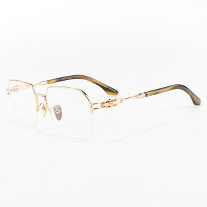 Belles lunettes de marque de luxe polyvalentes demi-monture fleur croisée noir or argent prescription optique presbytie multi-focus - Product Image 2
