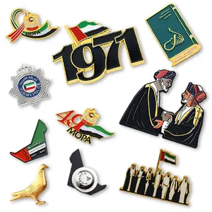 Broche de esmalte de Metal personalizado para el Día Nacional de Los UAE, Pin de solapa, insignia magnética, Pin esmaltado de Arabia Saudita, entrega rápida