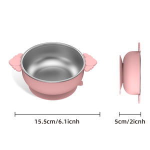 Nouvel ensemble de vaisselle pour bébé en acier inoxydable 304 sans BPA 2025, outils de repas pour enfants, assiette à ventouse en silicone avec bol divisé pour enfants - Product Image 3