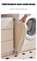 Panier à linge ovale pliable en plastique avec trous de ventilation, poignées intégrées, organisateur de vêtements portable et moderne pour la salle de bain