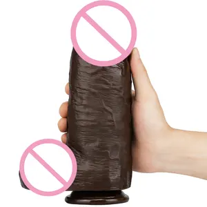 GF kalın Dildos toptan koyu kahverengi Dildos vantuz ile renkli 9.6in uzun çikolata büyük Penis seks oyuncakları kadınlar için