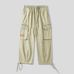 <span class=keywords><strong>Pantaloni</strong></span> Cargo da <span class=keywords><strong>Uomo</strong></span> a Vita Media 100% Cotone, Vestibilità Morbida a Carota, Multitasche, con Coulisse alla Caviglia, Stile Streetwear Casual Autunnale High Street - Product Image 3