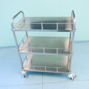 Chariot médical moderne en acier inoxydable, rangement mobile, roulettes à quatre roues, verrouillage pour utilisation hospitalière, chariot médical mobile - Product Image 2