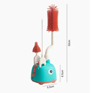 3pcs Zenidoo Silicone <b>Brush</b> <b>Bottles</b> 360 Degree Rotation Baby <b>Bottle</b> Pacifier Cleaning <b>Brush</b> Nipple Dropper Soft Bristles - Product Image 4