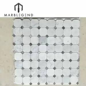 Italy carrara white marble stone mosaic bathroom square mosaic tile