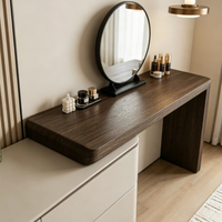 Bureau de toilette moderne extensible avec commode à 6 tiroirs et miroir rond